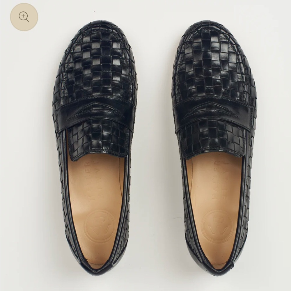 Elegant Black Woven Leather Flats